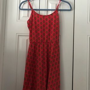 Thin-Strap Orange Print Dress